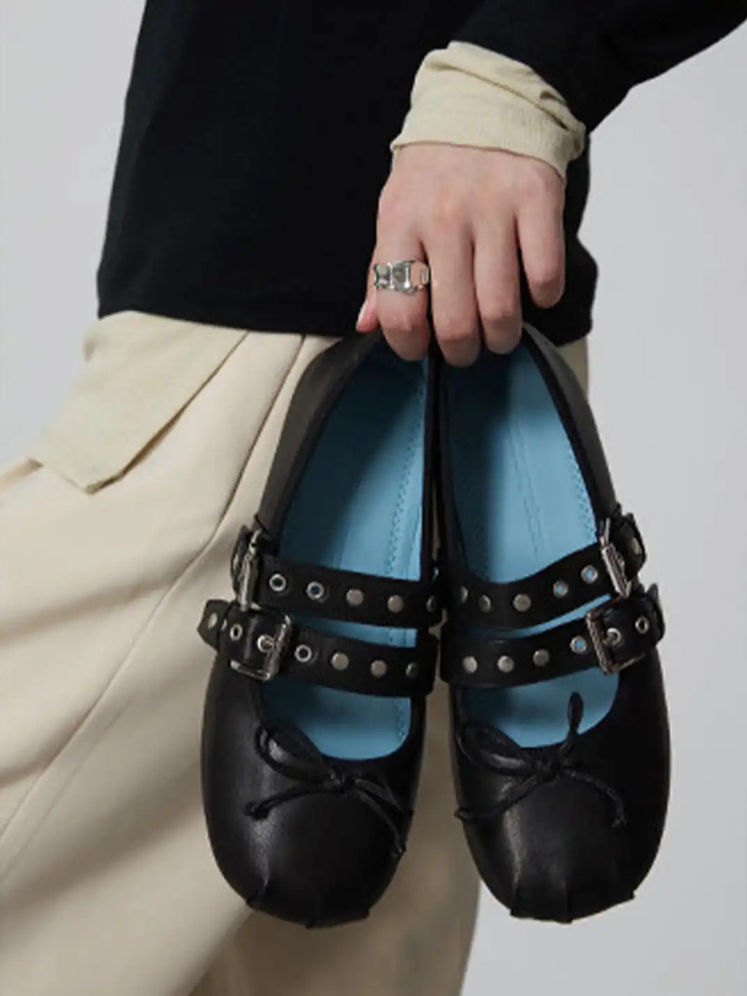 MILU | Double-Strap Genuine Leather Ballet Shoes