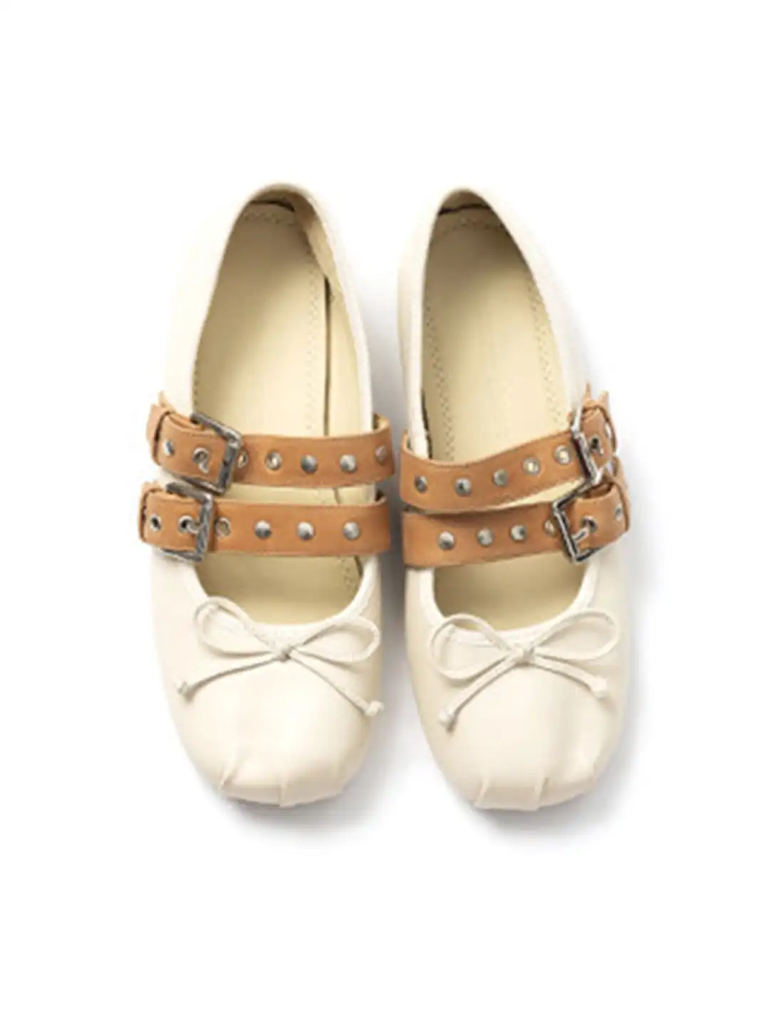MILU | Double-Strap Genuine Leather Ballet Shoes