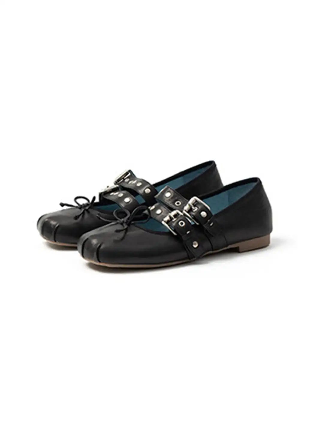 MILU | Double-Strap Genuine Leather Ballet Shoes