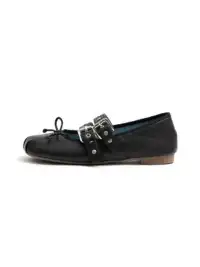 MILU | Double-Strap Genuine Leather Ballet Shoes