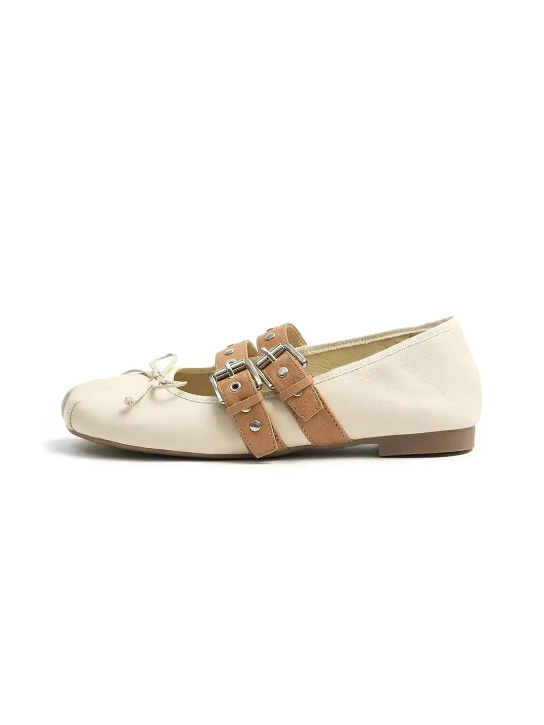 MILU | Double-Strap Genuine Leather Ballet Shoes