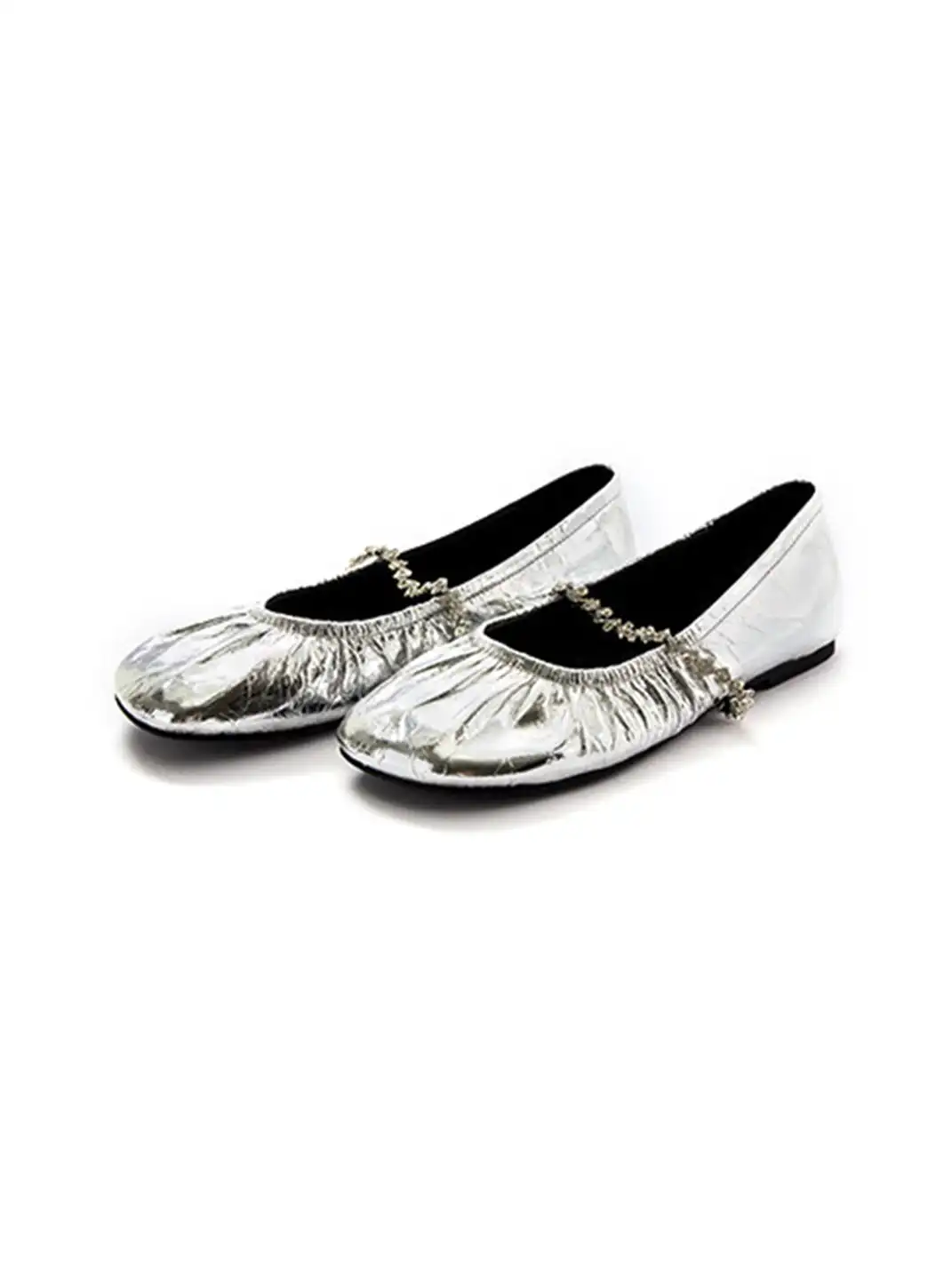 MILU | Ballet Flats With A Single Strap And Rhinestone Chain