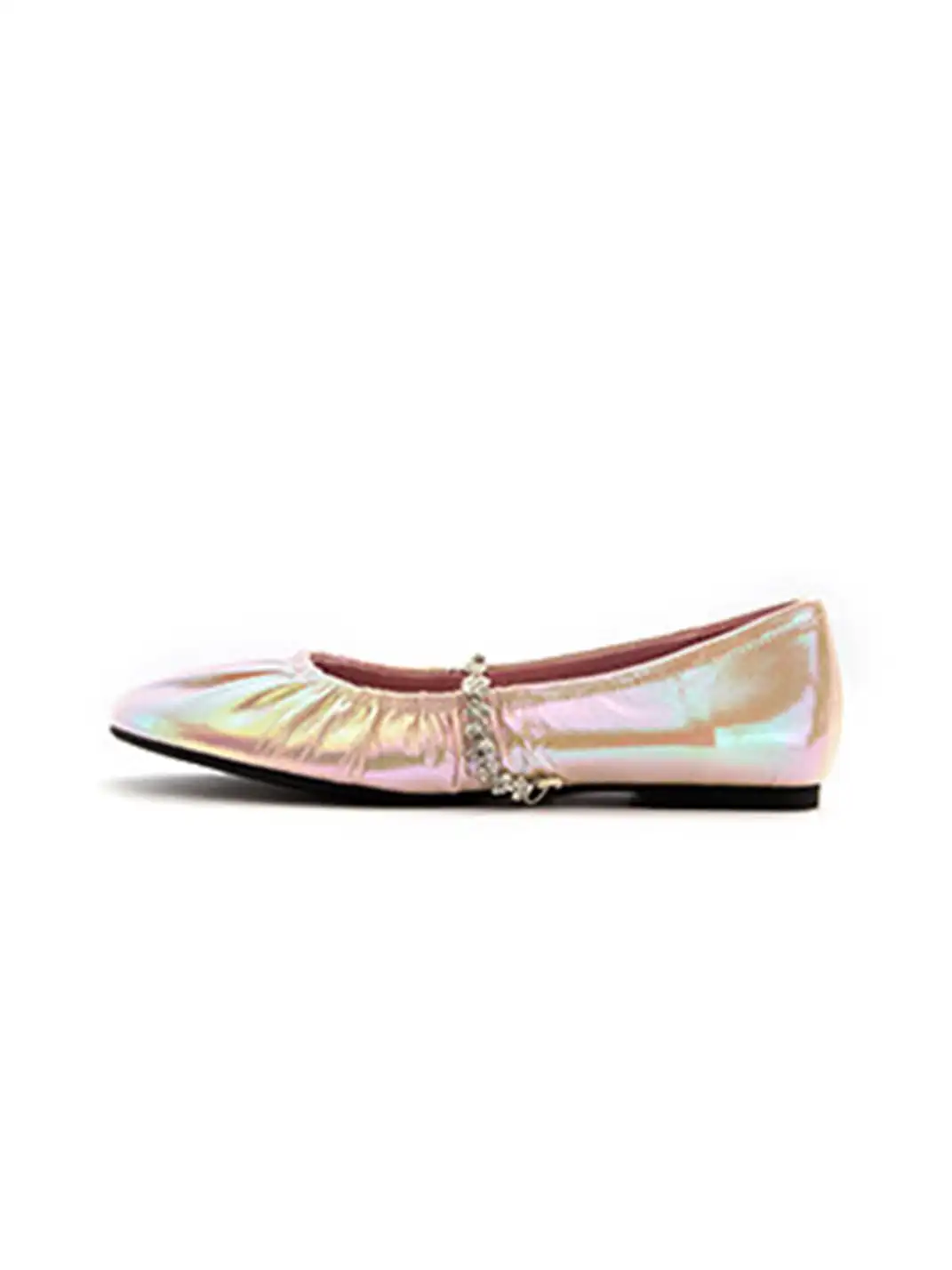 MILU | Ballet Flats With A Single Strap And Rhinestone Chain