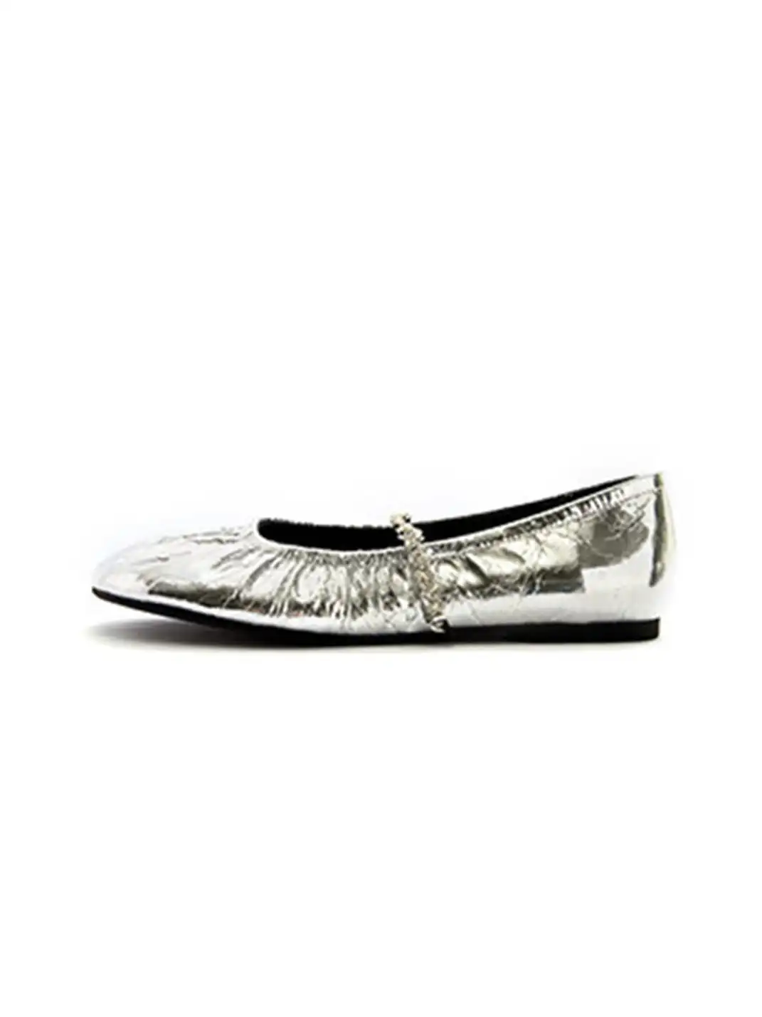 MILU | Ballet Flats With A Single Strap And Rhinestone Chain
