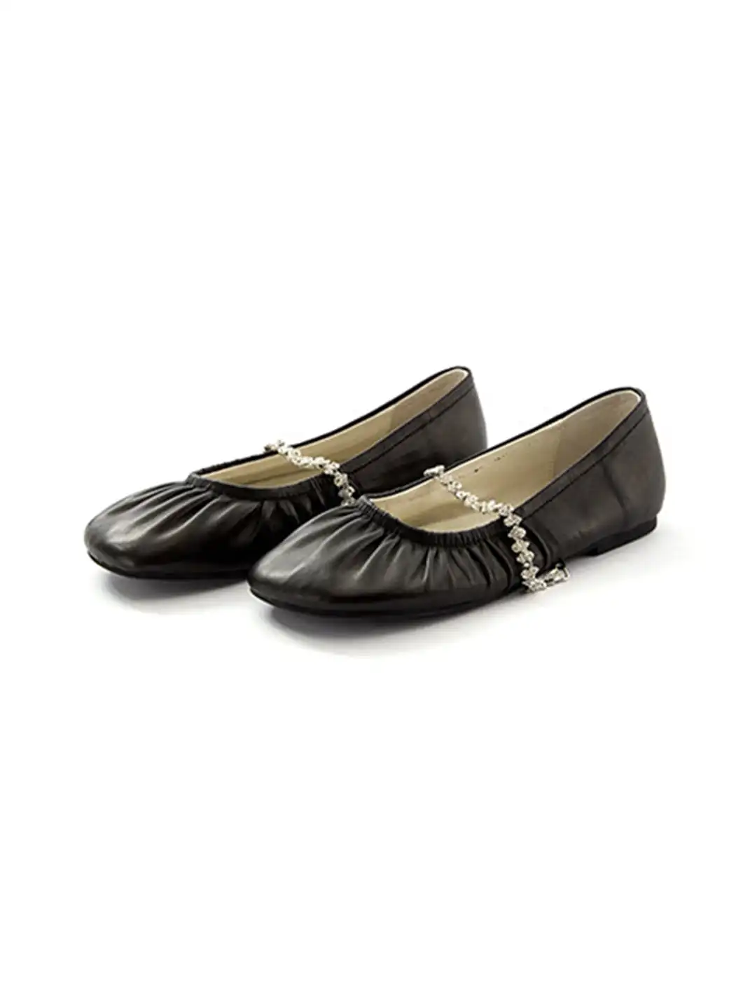 MILU | Ballet Flats With A Single Strap And Rhinestone Chain