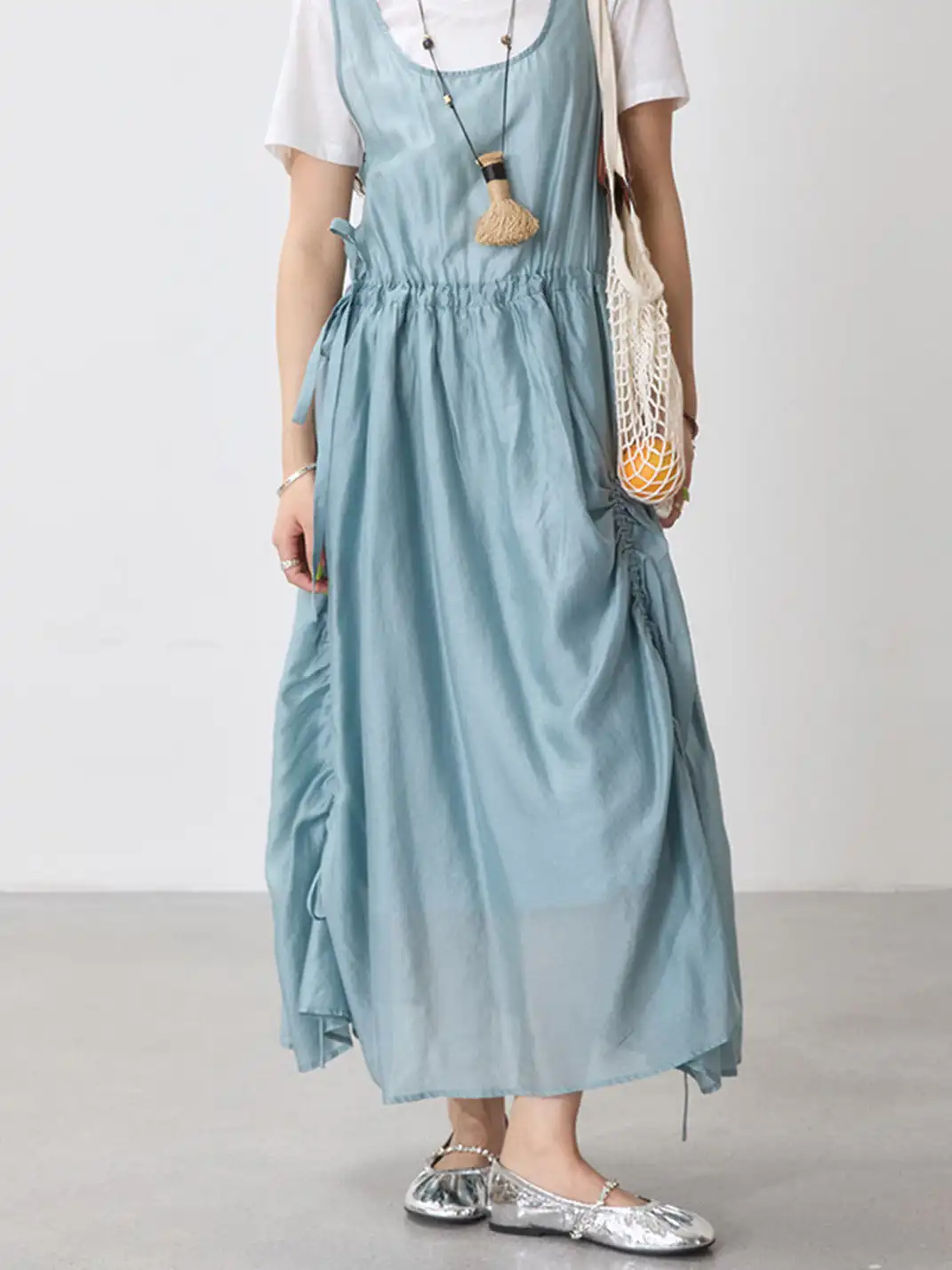 MILU | Ballet Flats With A Single Strap And Rhinestone Chain