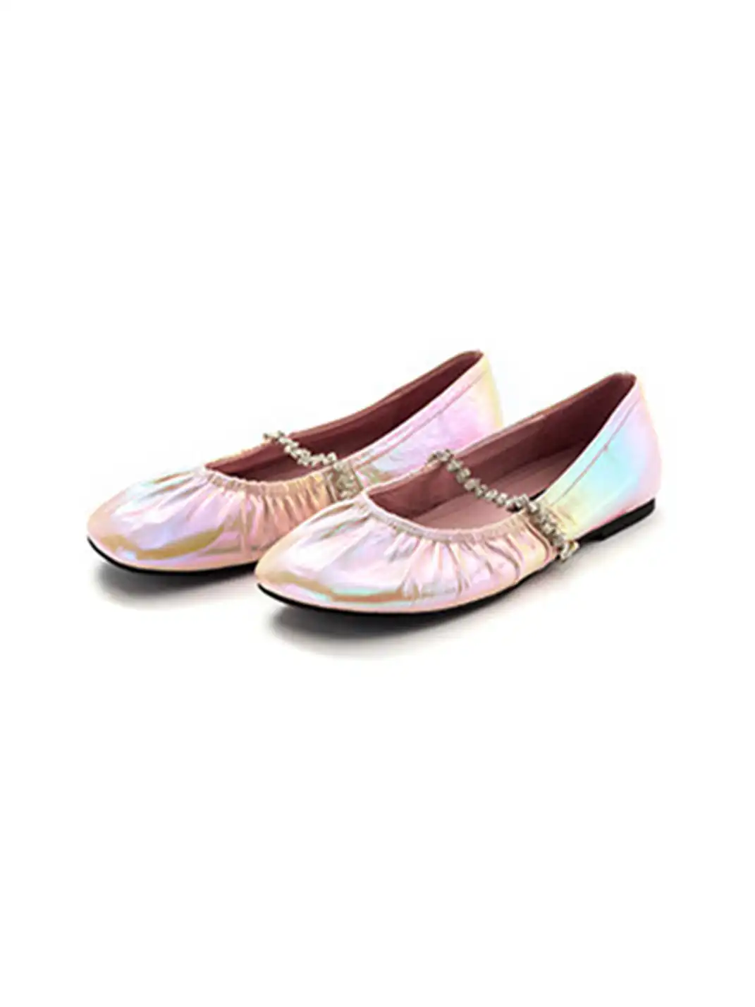 MILU | Ballet Flats With A Single Strap And Rhinestone Chain
