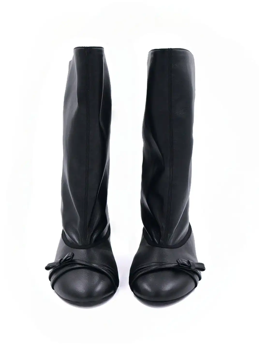 ElegiFemme | Round-Toe Pleated Calf Boots