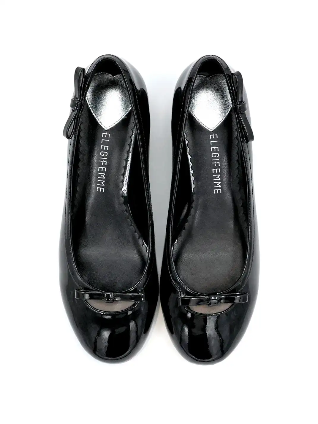 ElegiFemme | Patent Leather Ballet Mid-Heel Shoes