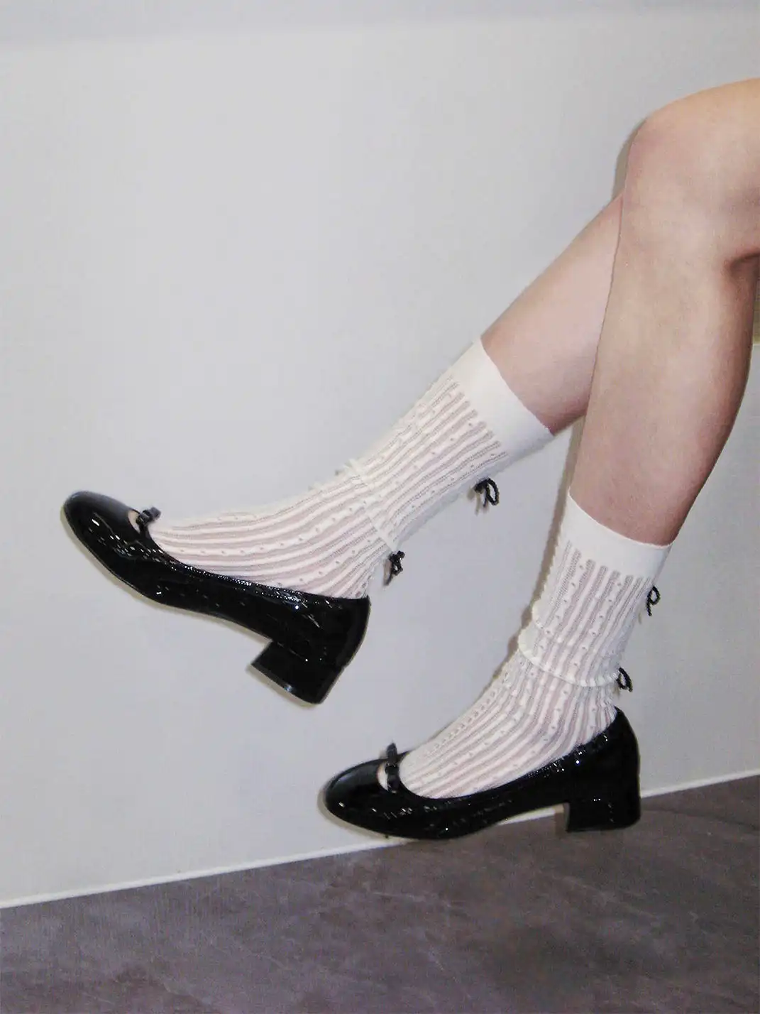 ElegiFemme | Patent Leather Ballet Mid-Heel Shoes