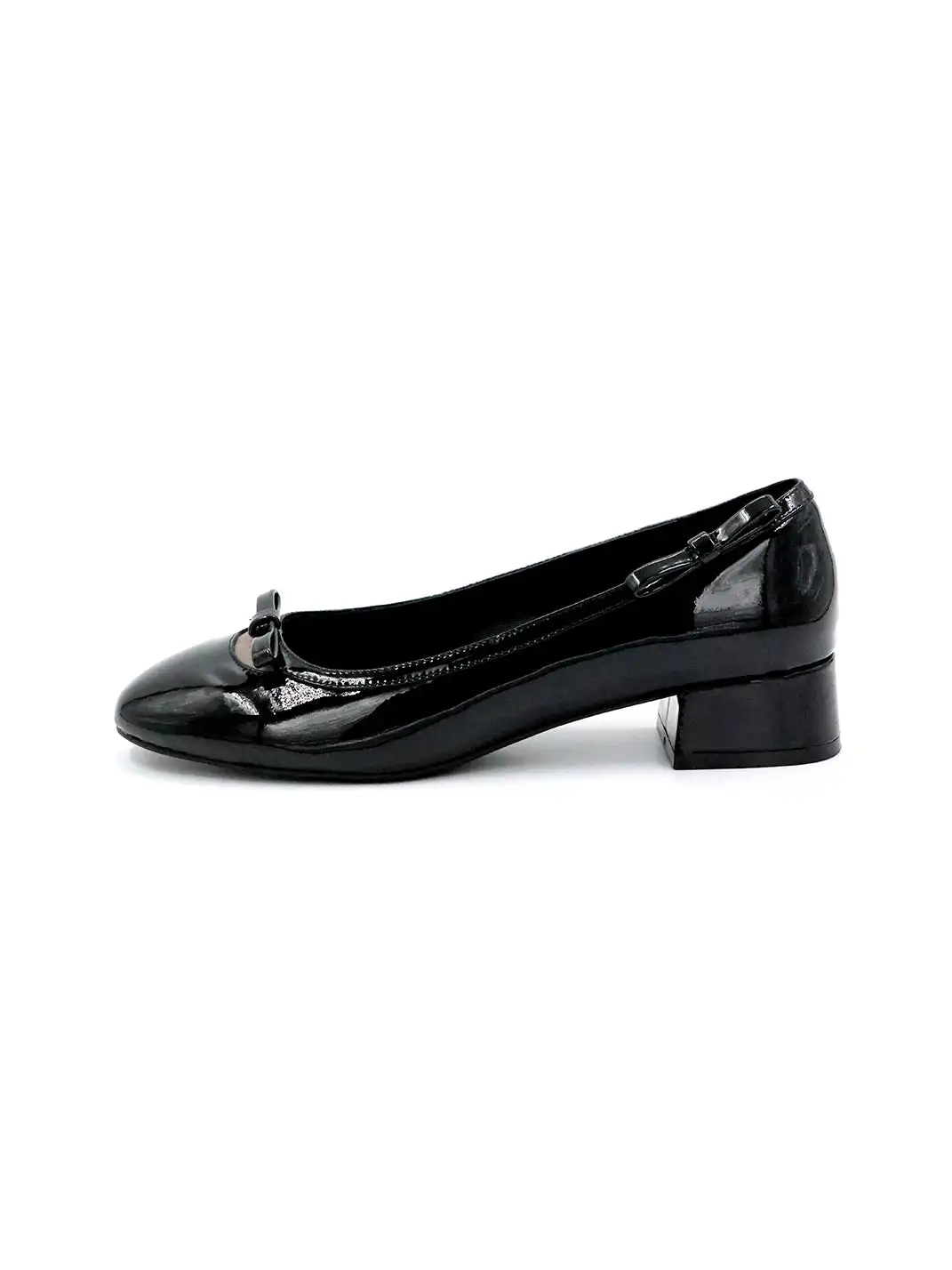 ElegiFemme | Patent Leather Ballet Mid-Heel Shoes