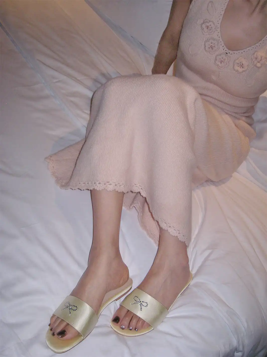 ElegiFemme | Bow-Knot Rhinestone Flat Sandals