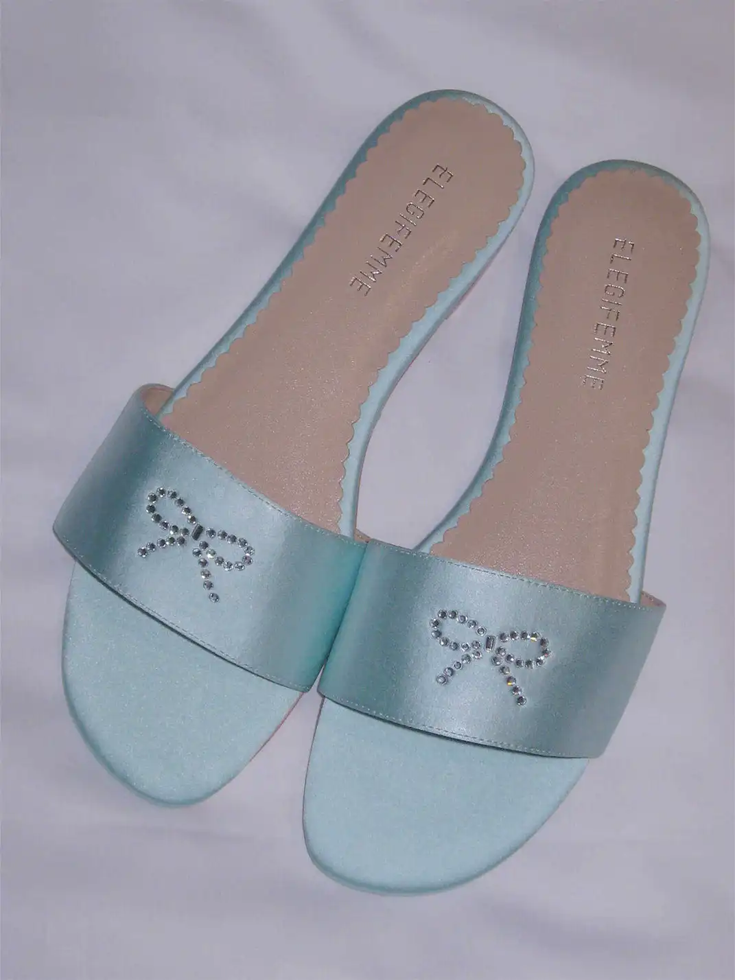 ElegiFemme | Bow-Knot Rhinestone Flat Sandals