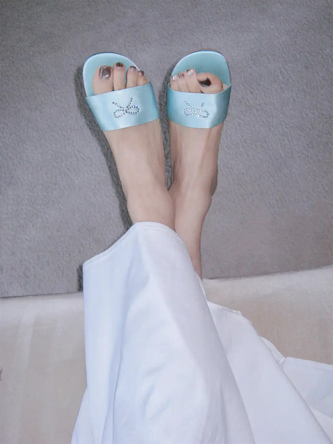 ElegiFemme | Bow-Knot Rhinestone Flat Sandals
