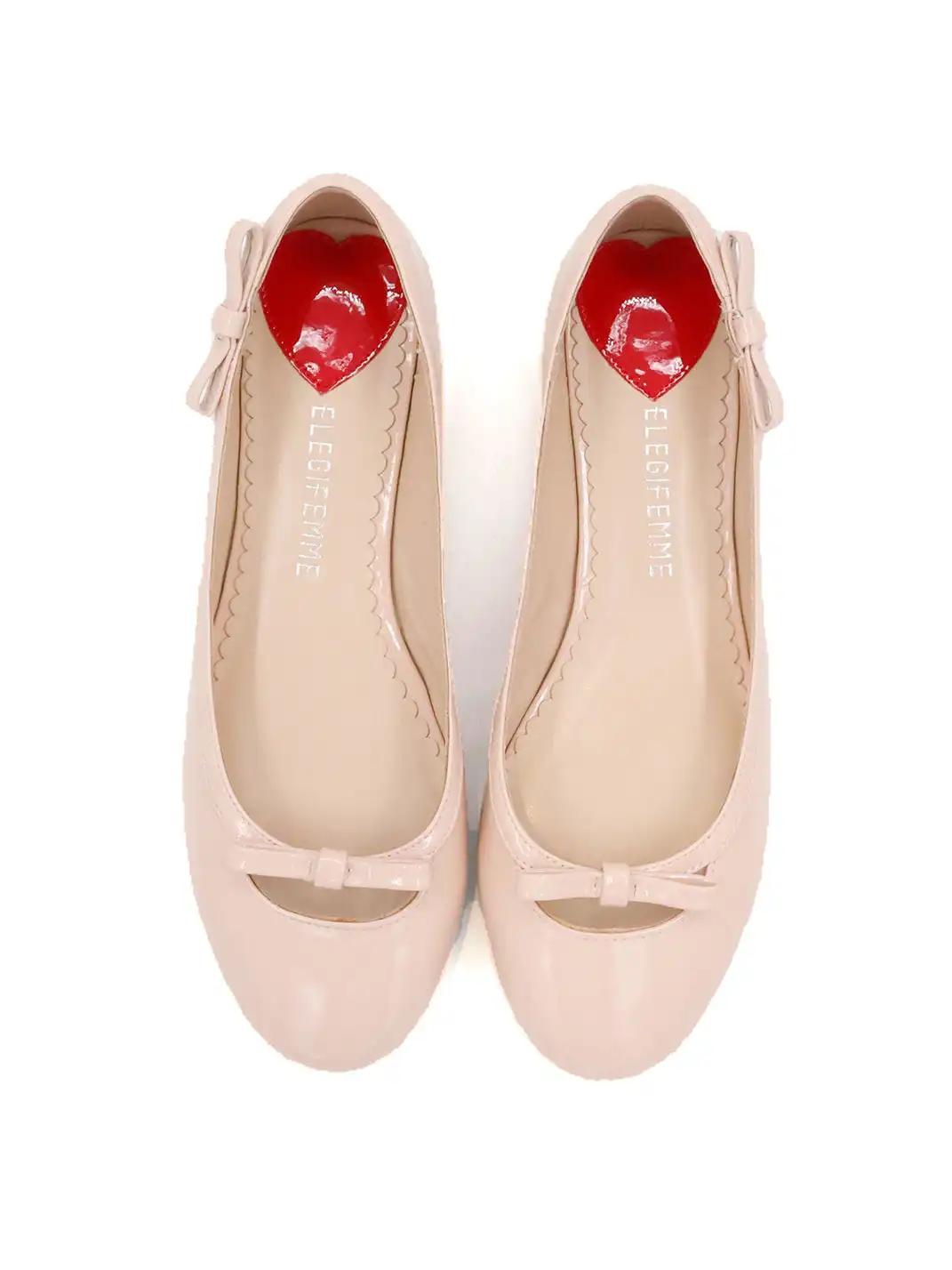 ElegiFemme | Round-Toe Heart-Shaped Ballet Shoes