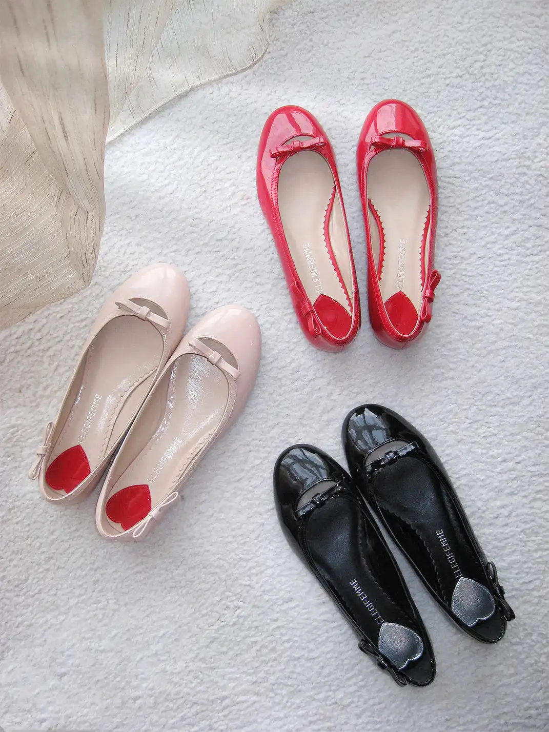 ElegiFemme | Round-Toe Heart-Shaped Ballet Shoes