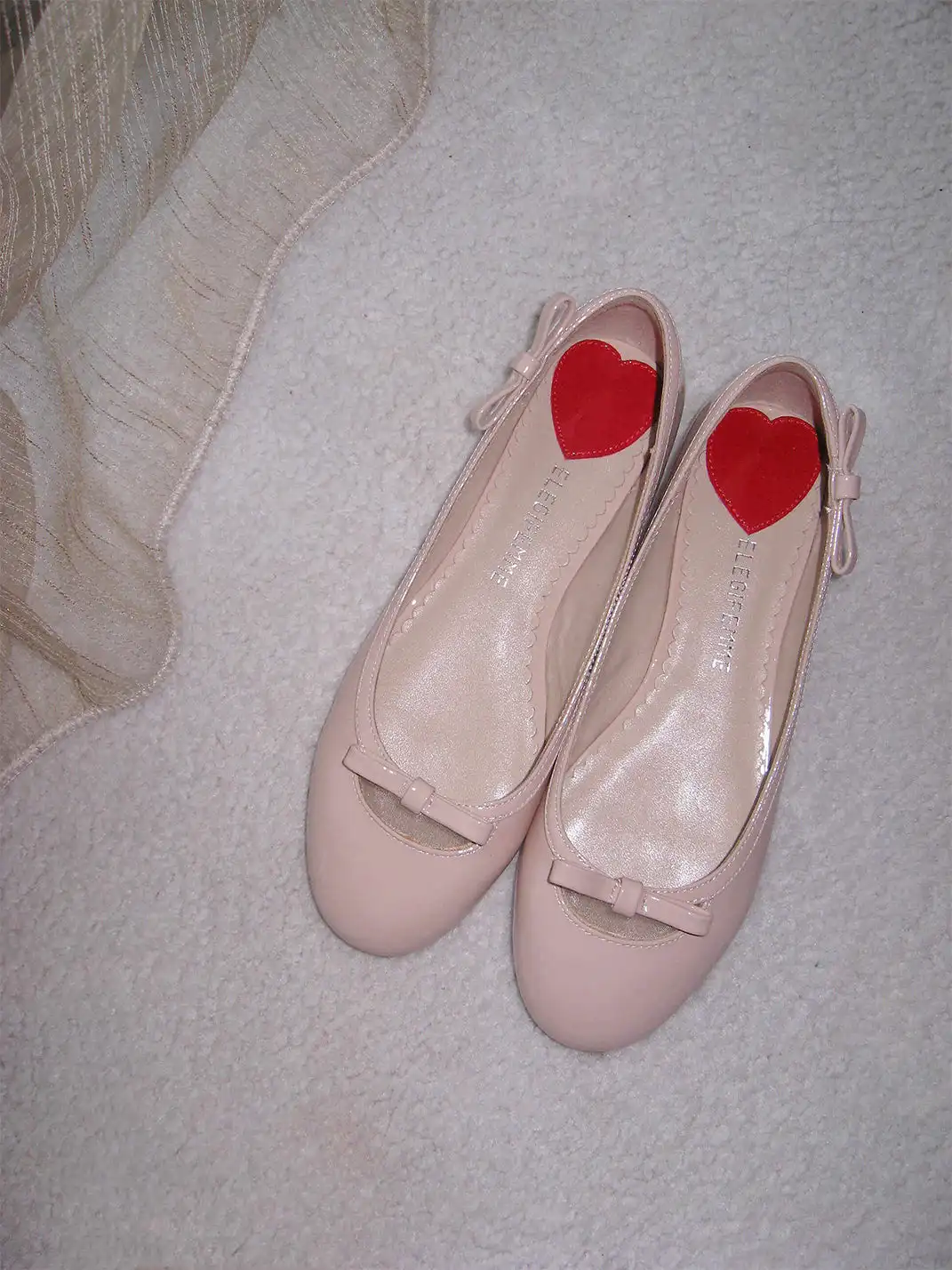 ElegiFemme | Round-Toe Heart-Shaped Ballet Shoes