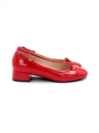 ElegiFemme | Genuine Leather Round-Toe Ballet Mid-Heel Shoes