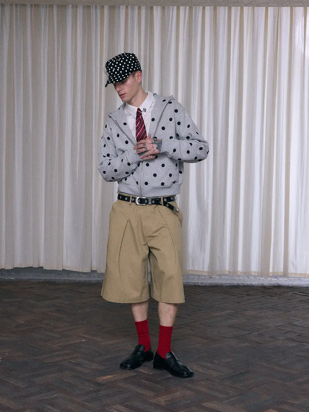 Ins Gale | Polka Dot Fleece-Lined Hooded Sweatshirt