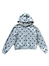 Ins Gale | Polka Dot Fleece-Lined Hooded Sweatshirt