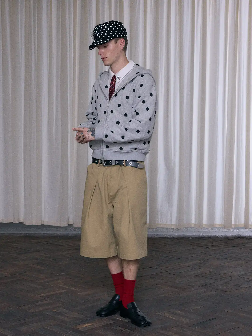 Ins Gale | Polka Dot Fleece-Lined Hooded Sweatshirt