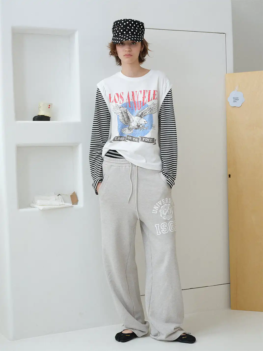 Ins Gale | Two-Tone Wide-Leg Casual Sweatpants