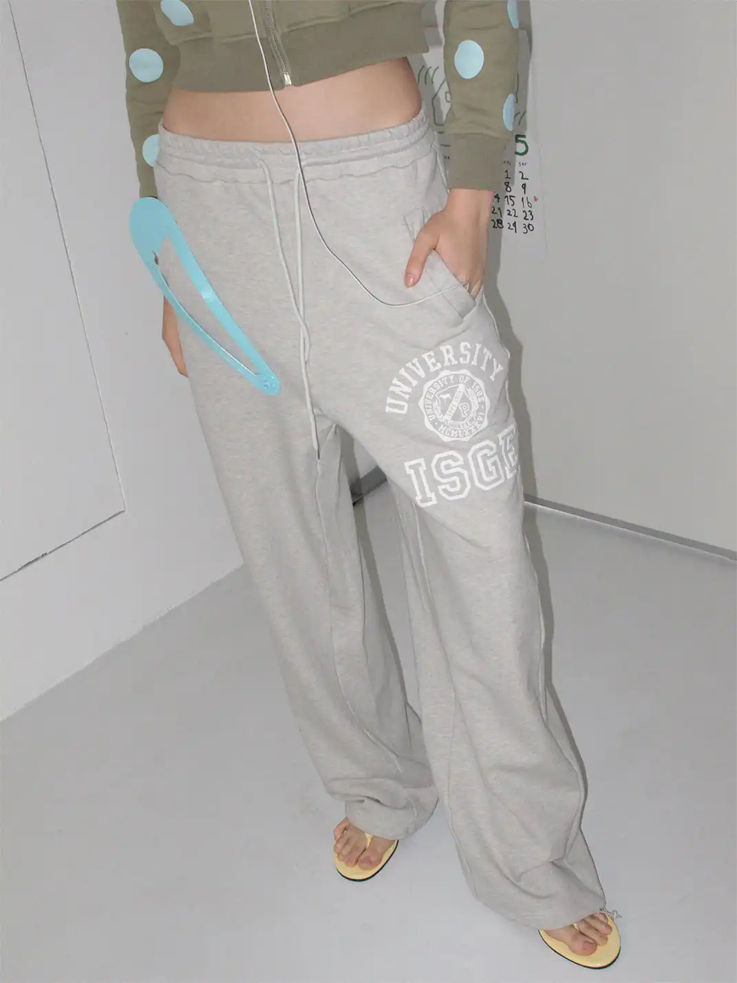 Ins Gale | Two-Tone Wide-Leg Casual Sweatpants