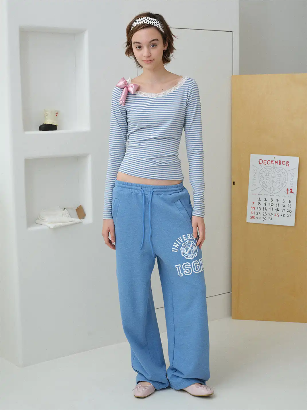 Ins Gale | Two-Tone Wide-Leg Casual Sweatpants