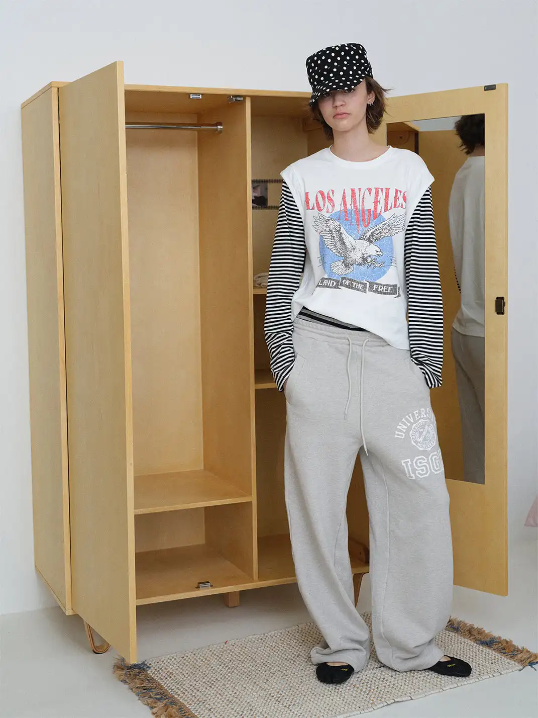 Ins Gale | Two-Tone Wide-Leg Casual Sweatpants