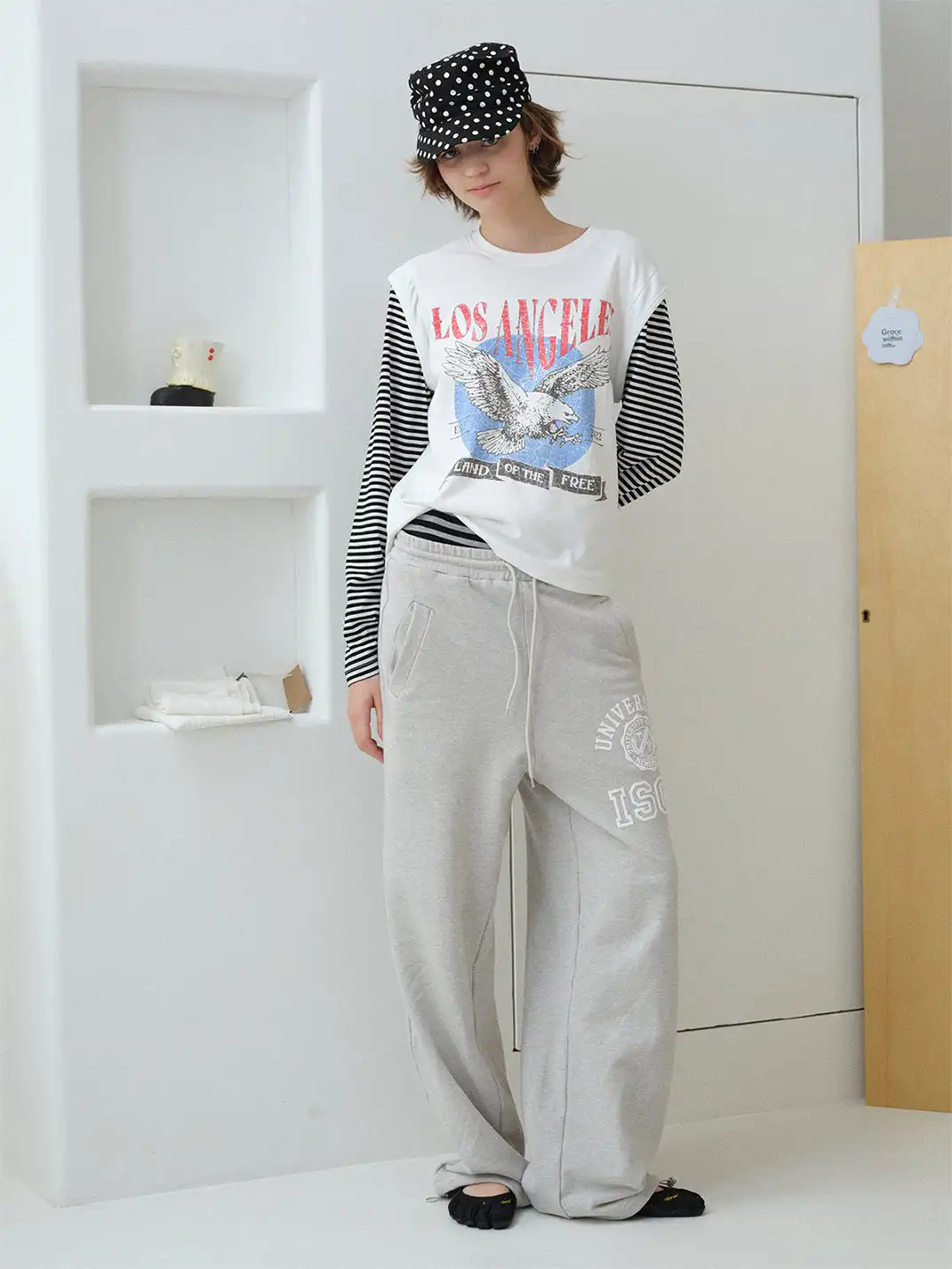 Ins Gale | Two-Tone Wide-Leg Casual Sweatpants