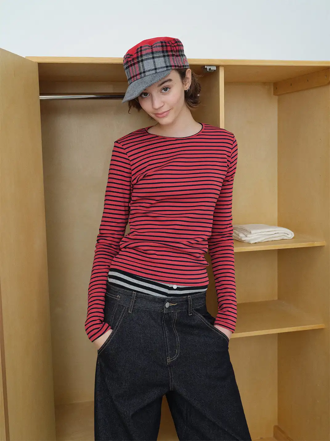 Ins Gale | Plaid Patchwork Embroidered Baseball Cap