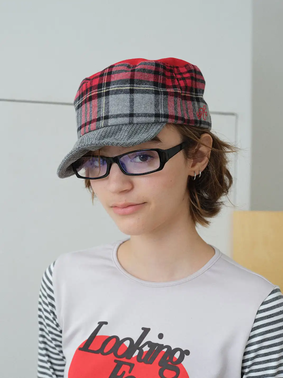 Ins Gale | Plaid Patchwork Embroidered Baseball Cap