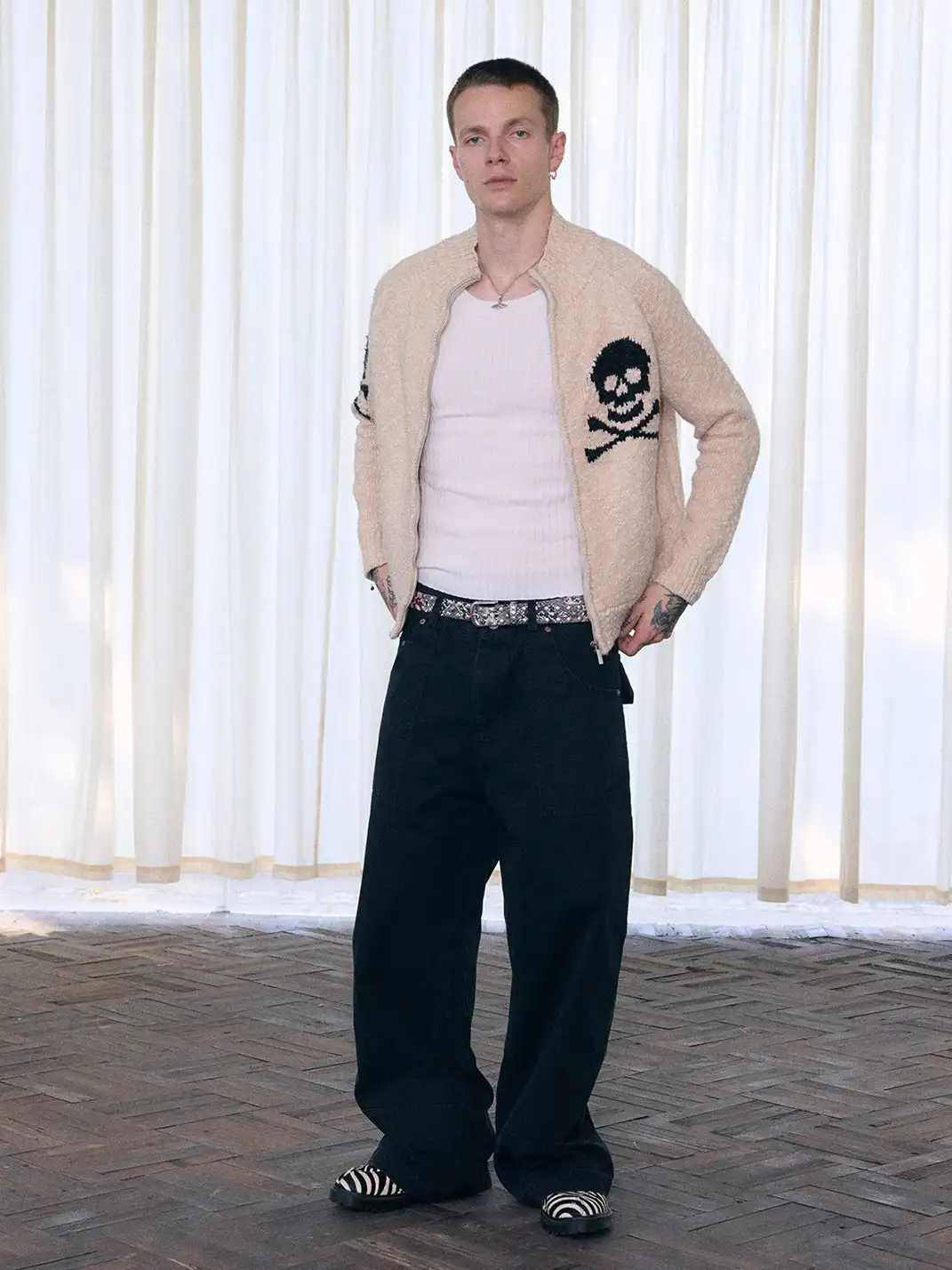 Ins Gale | Skull-Print Chunky Knit Wool Sweater