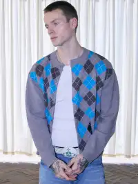 Ins Gale | Diamond Pattern Knit Cardigan Sweater