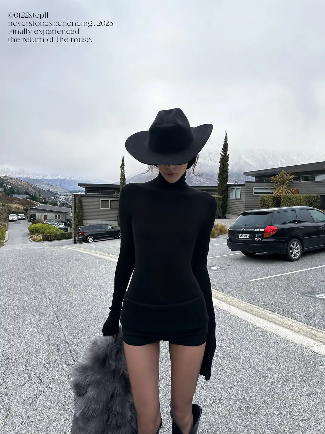 0122stepll | Knitted Turtleneck Top And Shorts Set