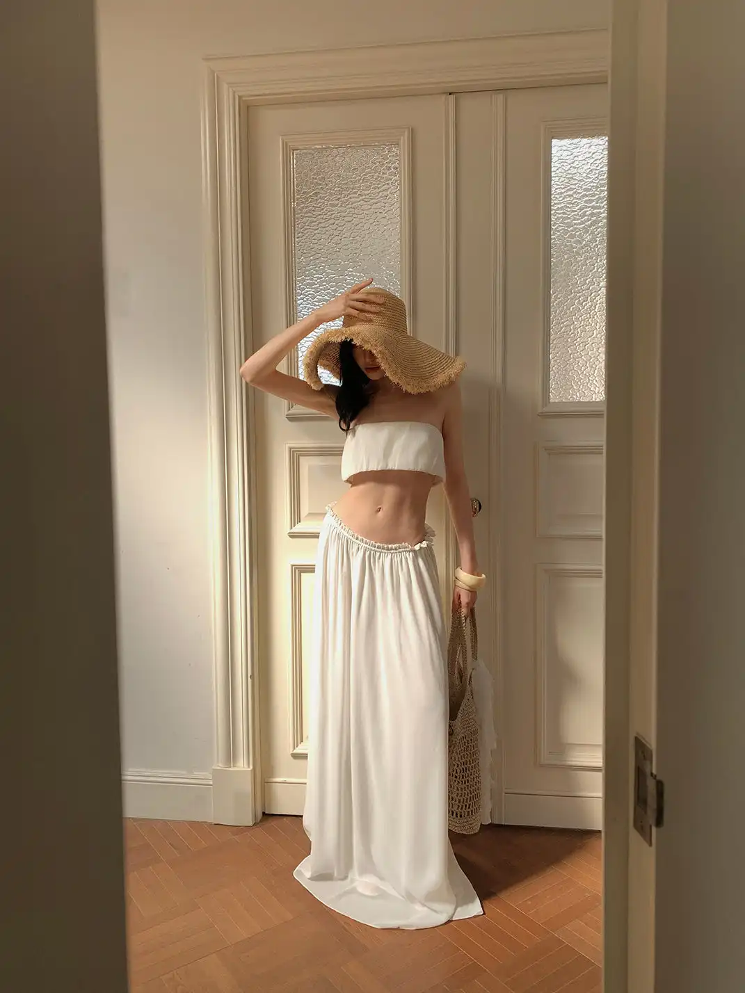 0122stepll | Strapless Skirt Suit