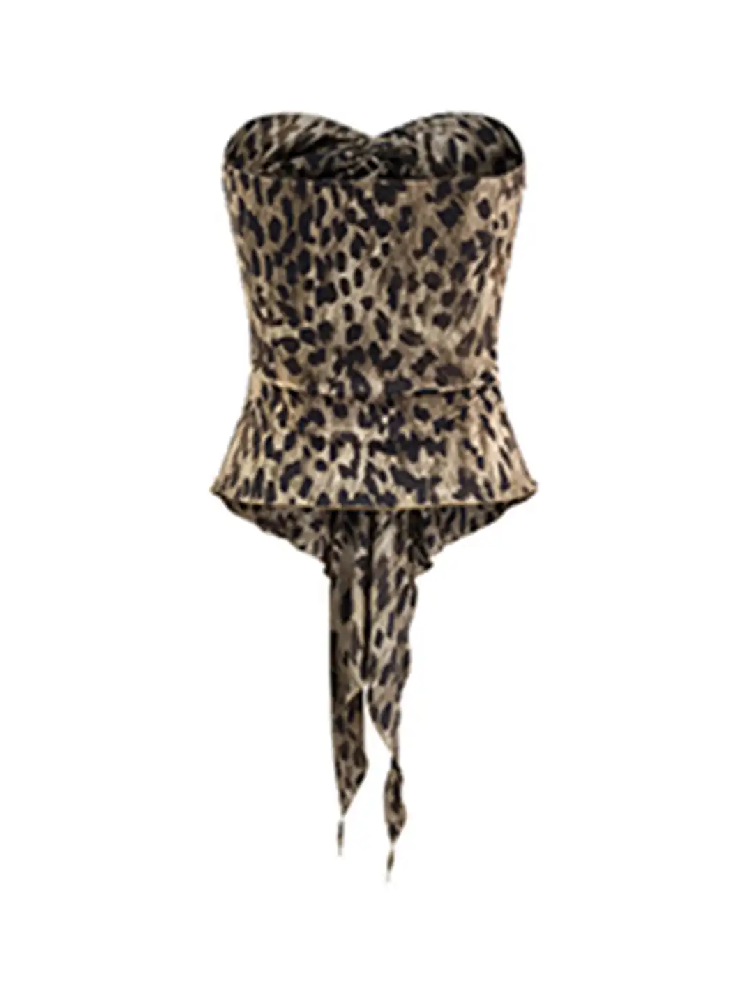 0122stepll | Leopard Print Backless Strapless Top