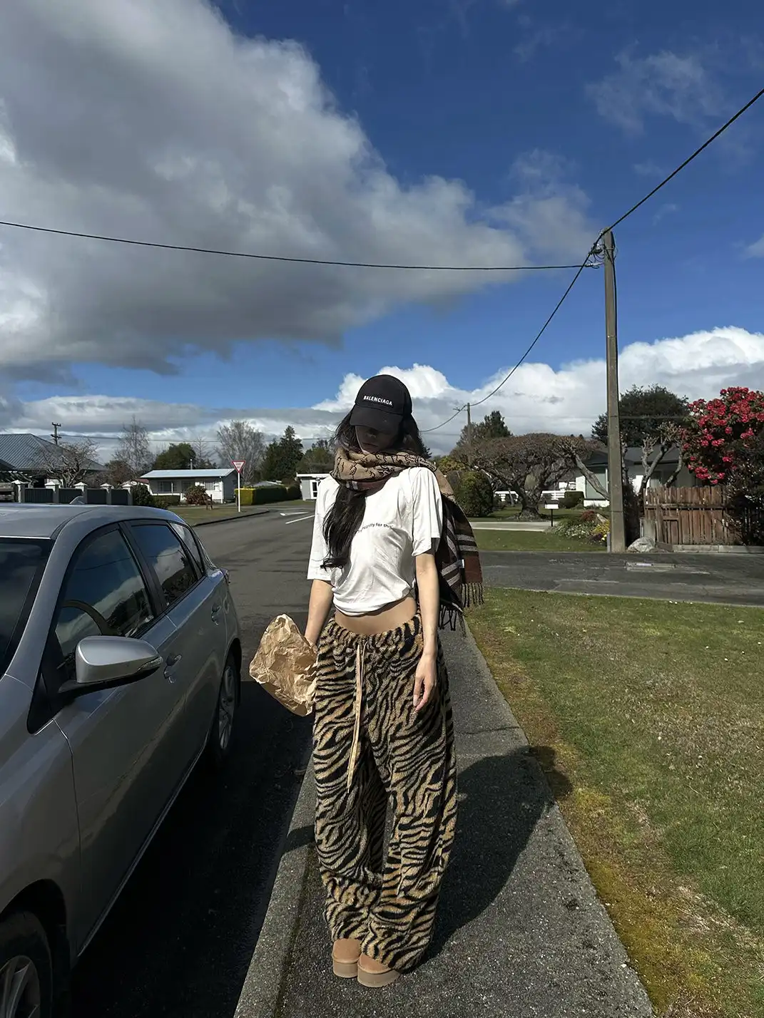 0122stepll | Tiger Stripe Drawstring Wide-Leg Pants