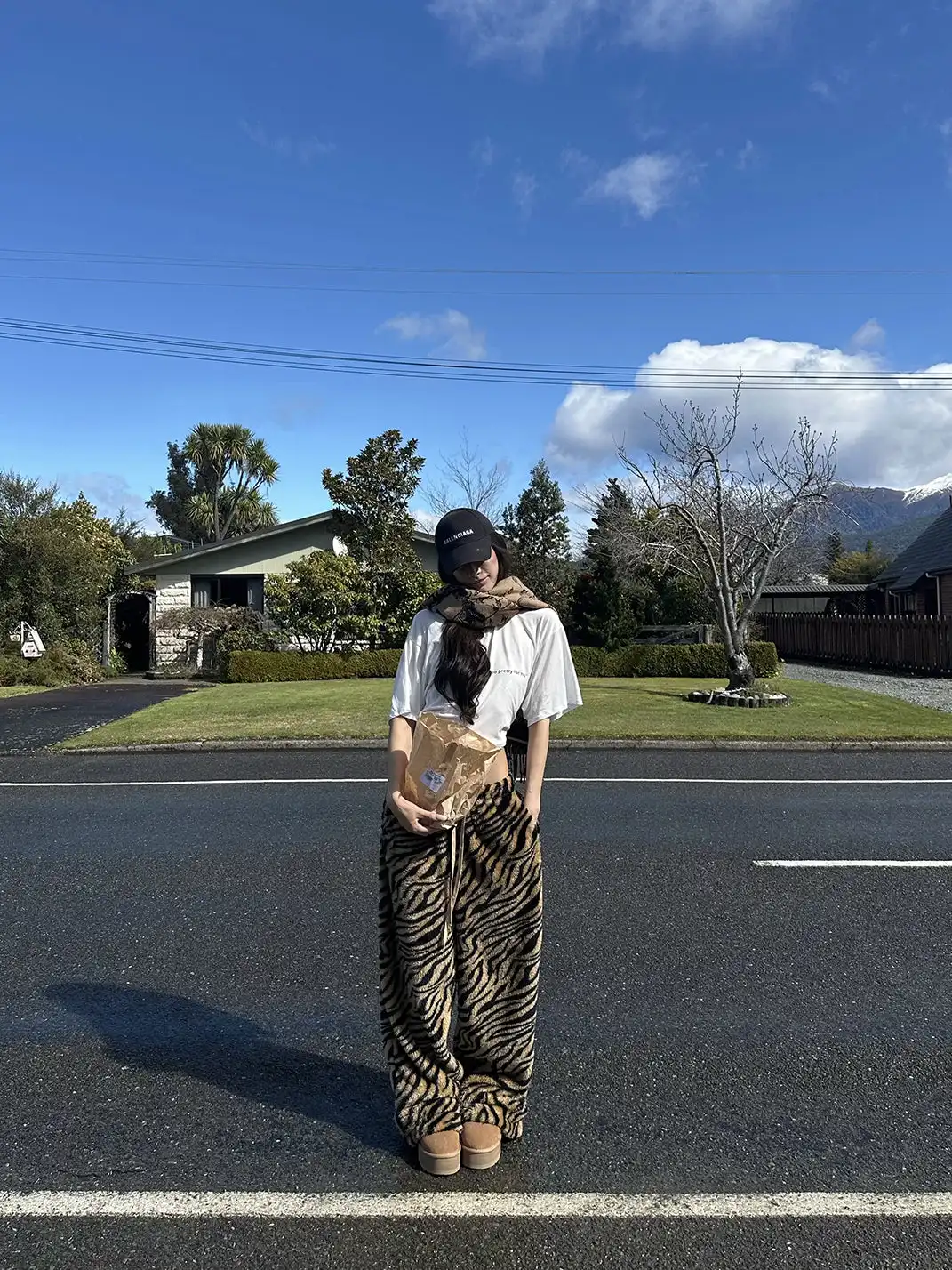0122stepll | Tiger Stripe Drawstring Wide-Leg Pants