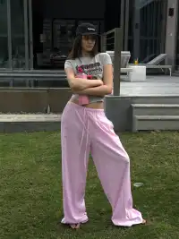 0122stepll | Striped Wide-Leg Casual Pants
