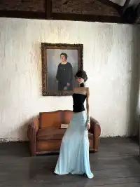 0122stepll | Mesh Fishtail Pencil Skirt