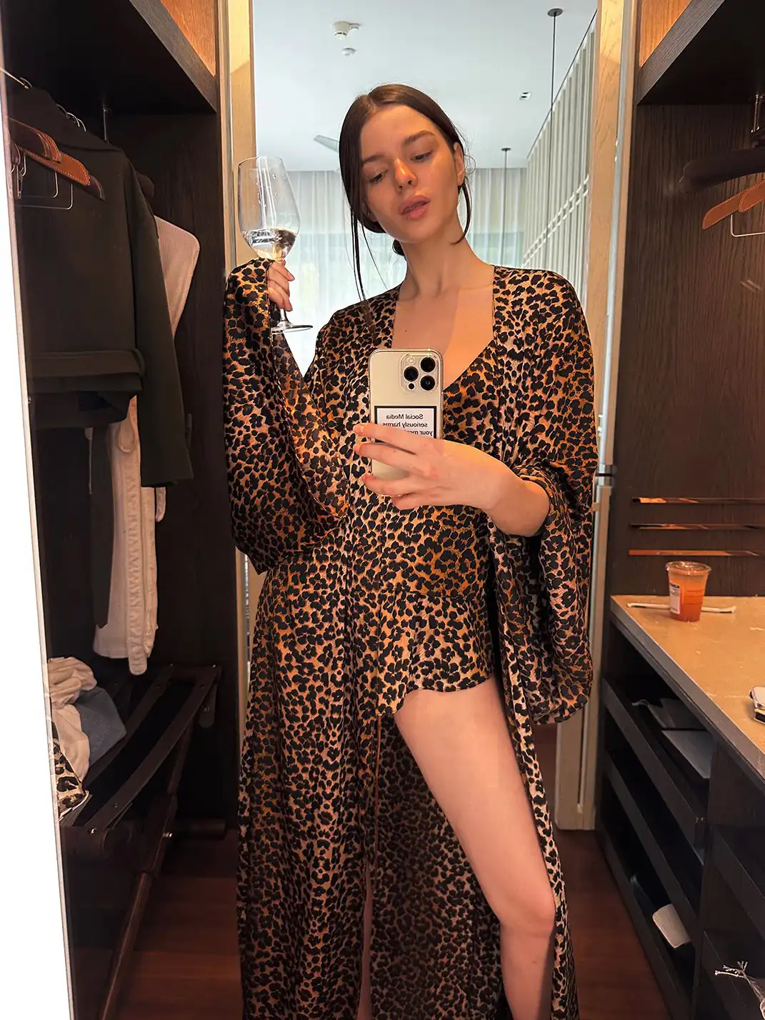 0122stepll | V-Neck Leopard Print Pajama Set