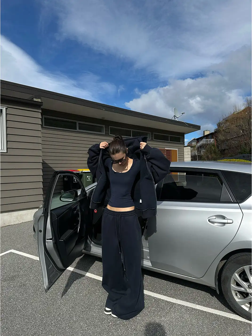 0122stepll | Navy Blue Sweatshirt And Pants Set