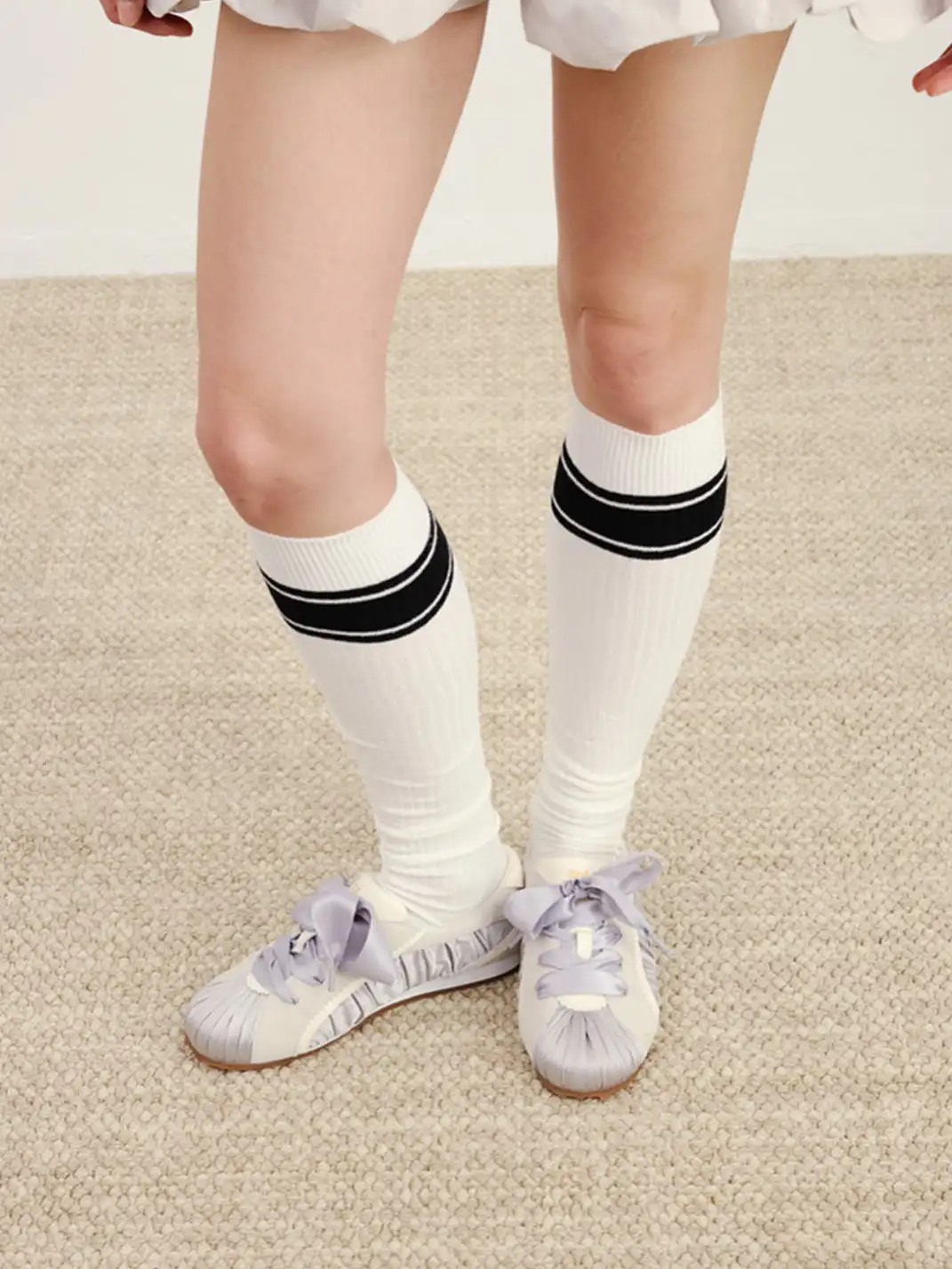 lostinecho | Pleated Satin Suede Ballet Flats