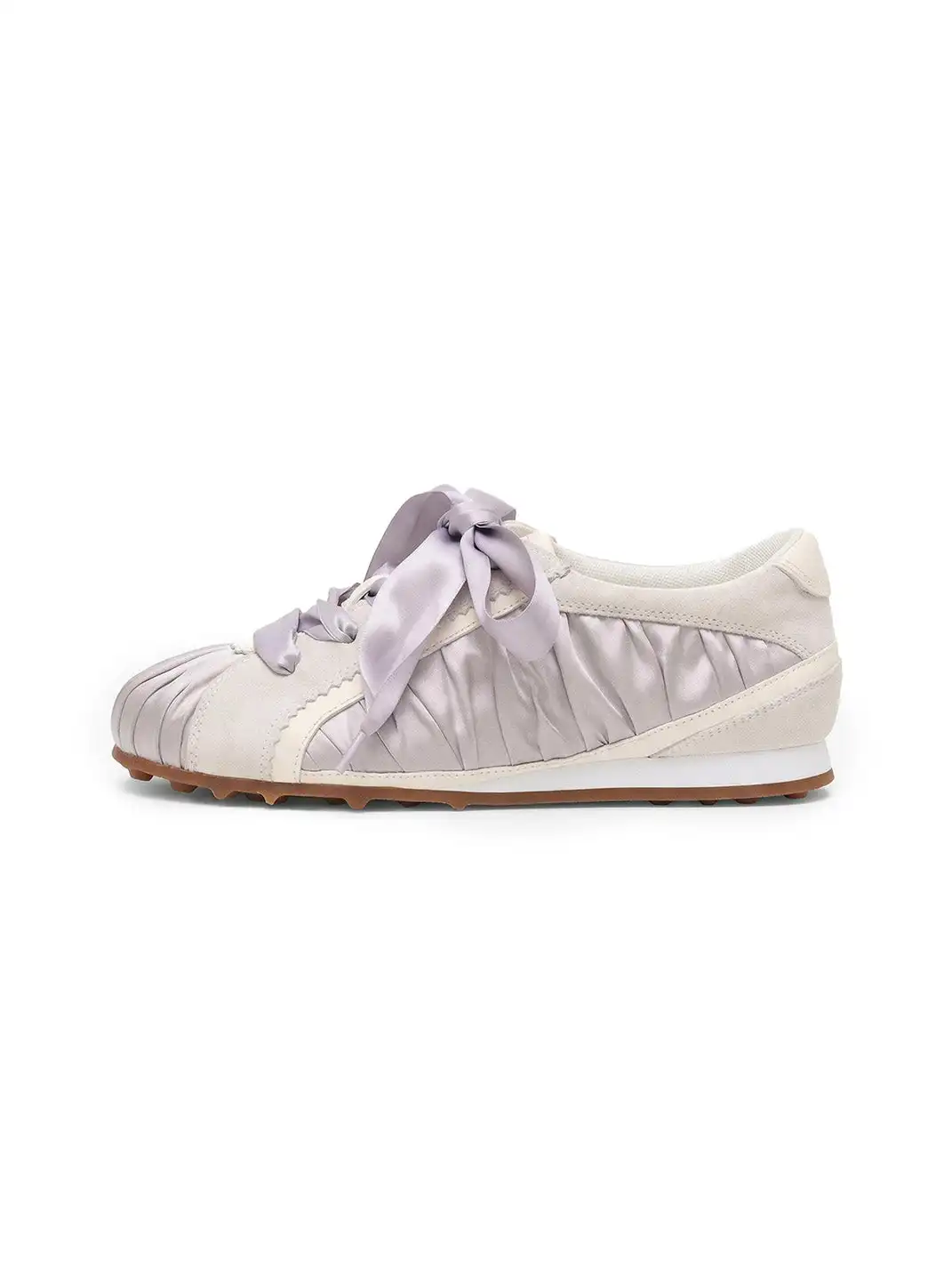 lostinecho | Pleated Satin Suede Ballet Flats