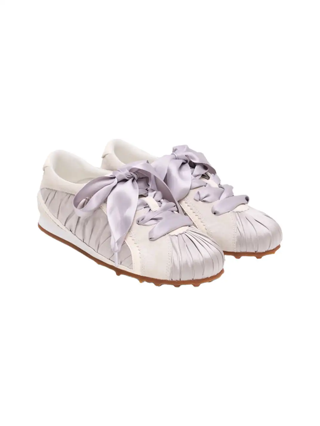 lostinecho | Pleated Satin Suede Ballet Flats