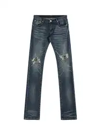 noEmosen | Distressed Patchwork Rivets Slim Fit Jeans