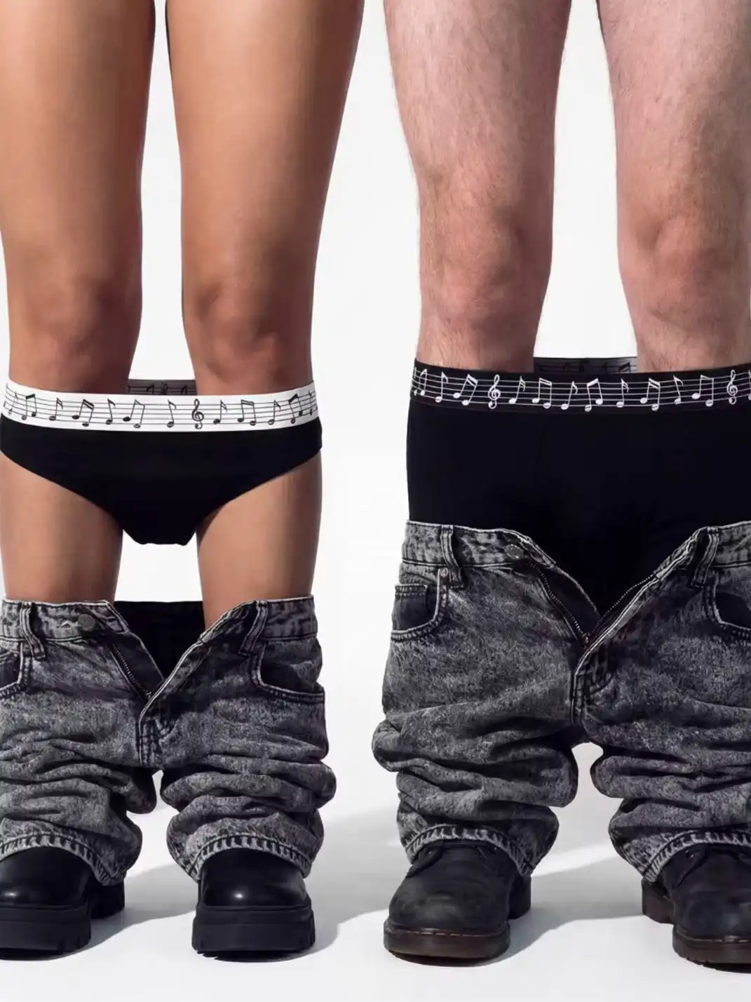 Moire Rave | Solid Color Musical Note Boxer Shorts