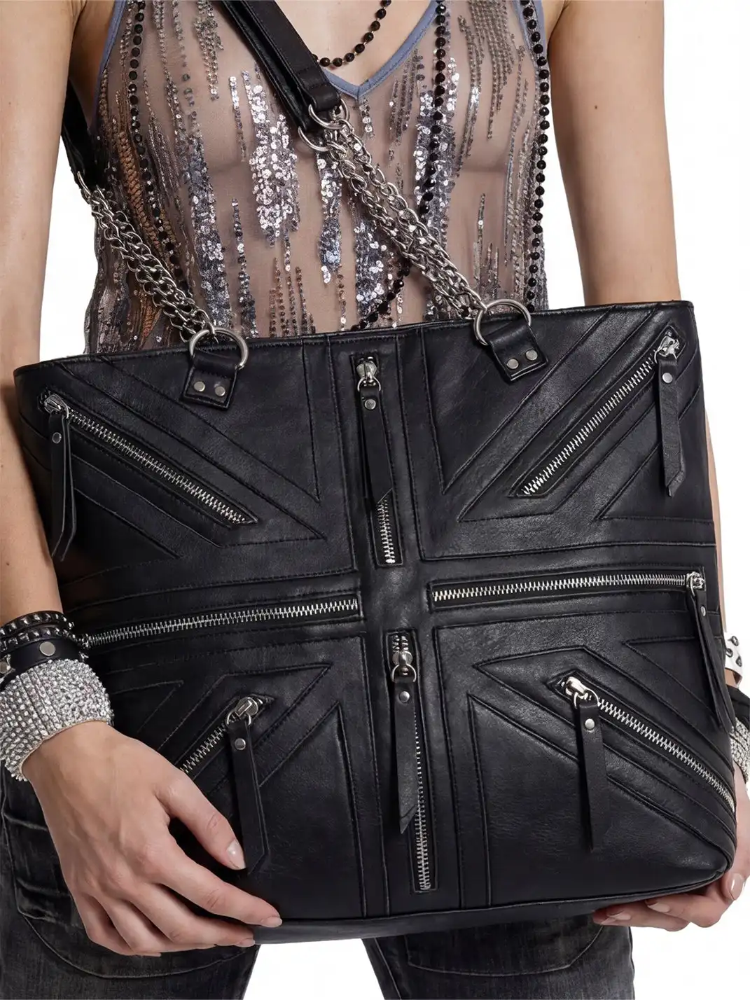 Moire Rave | Union Jack Zip Tote Bag