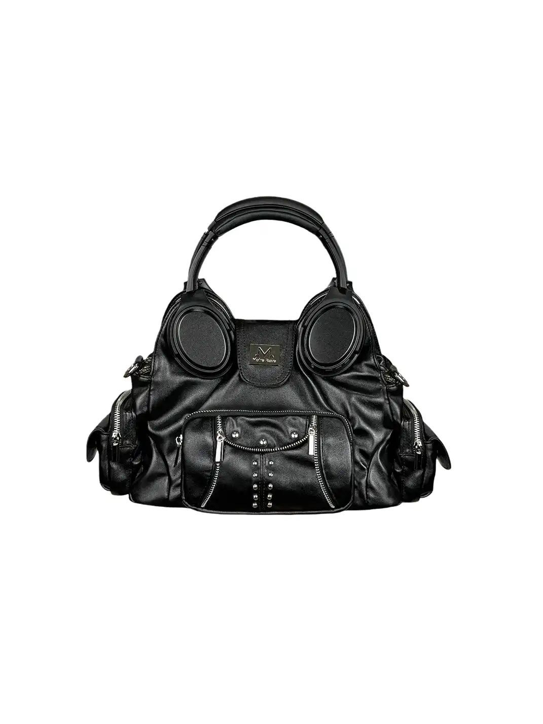 Moire Rave | Headphone Handle Spliced Motorcycle Leather Bag